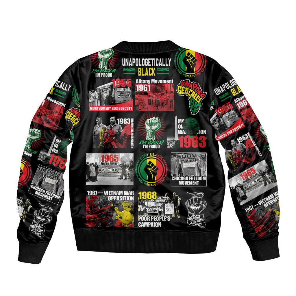 Civil Rights Movement Sleeve Zip Bomber Jacket Poster Art Black Pride - Wonder Print Shop
