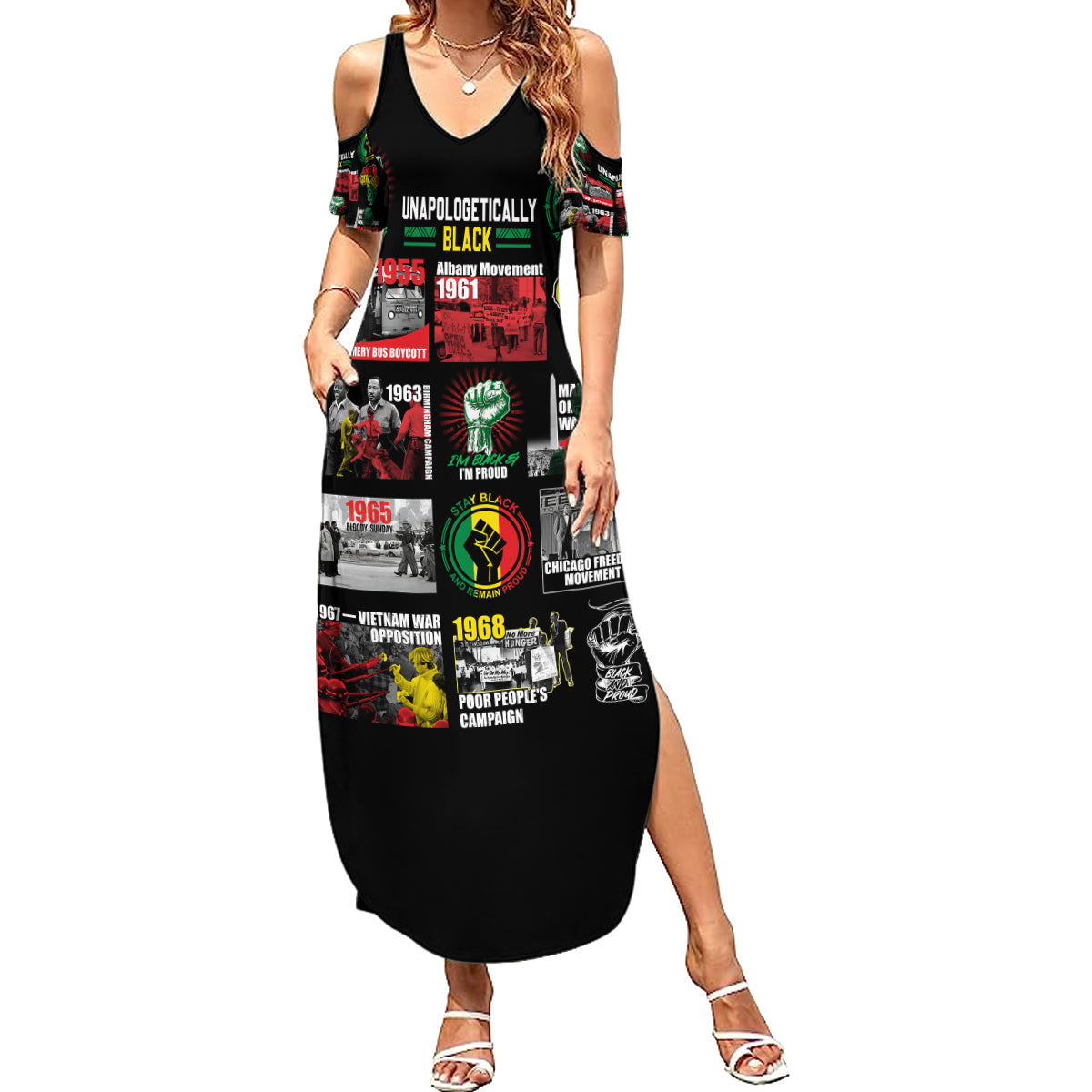 Civil Rights Movement Summer Maxi Dress Poster Art Black Pride - Wonder Print Shop