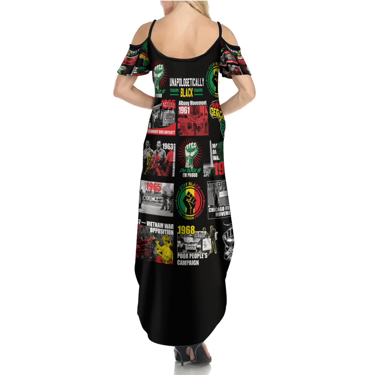 Civil Rights Movement Summer Maxi Dress Poster Art Black Pride - Wonder Print Shop