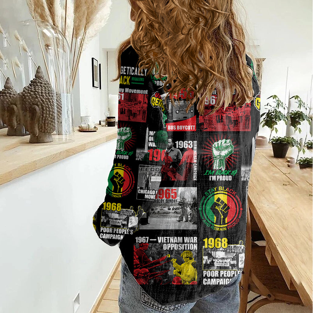 Civil Rights Movement Women Casual Shirt Poster Art Black Pride - Wonder Print Shop