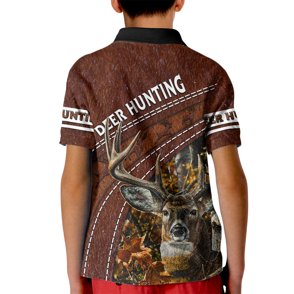 Deer Hunting Kid Polo Shirt In The Forest Brown - Wonder Print Shop