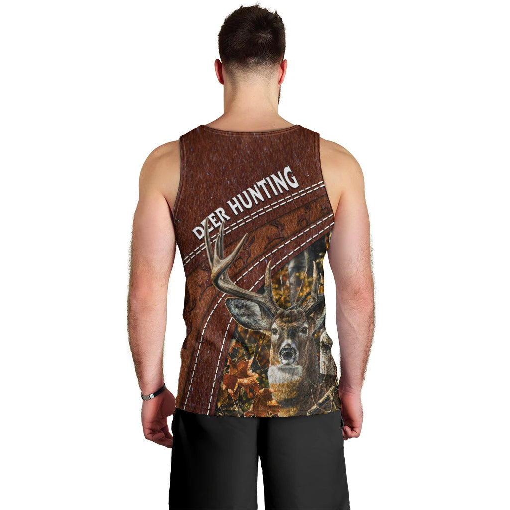 Deer Hunting Men Tank Top In The Forest Brown - Wonder Print Shop