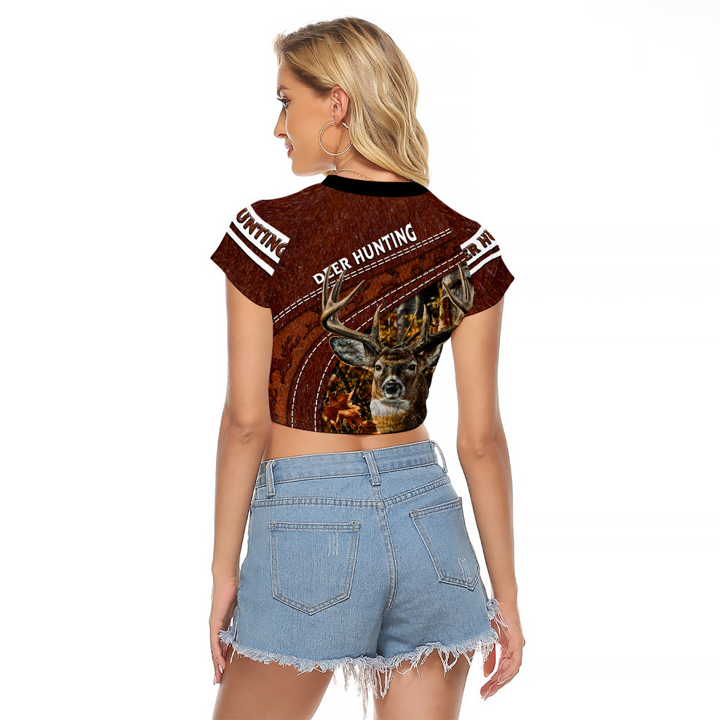 Deer Hunting Raglan Cropped T Shirt In The Forest Brown - Wonder Print Shop