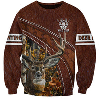 Deer Hunting Sweatshirt In The Forest Brown - Wonder Print Shop