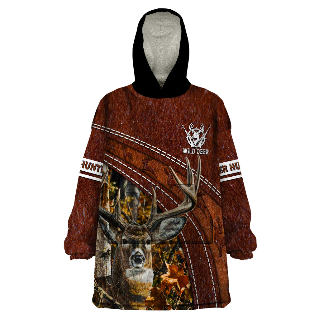 Deer Hunting Wearable Blanket Hoodie In The Forest Brown - Wonder Print Shop