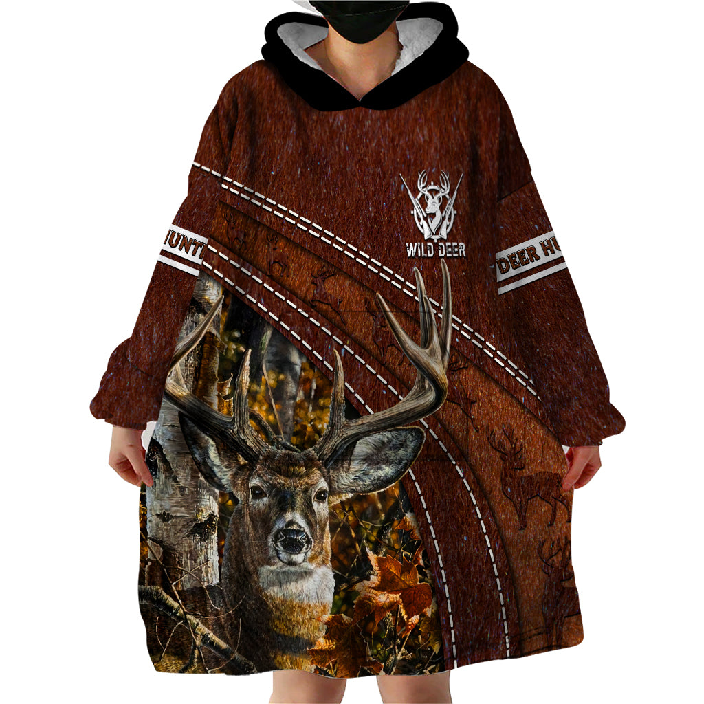 Deer Hunting Wearable Blanket Hoodie In The Forest Brown - Wonder Print Shop
