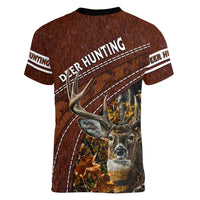 Deer Hunting Women V Neck T Shirt In The Forest Brown - Wonder Print Shop