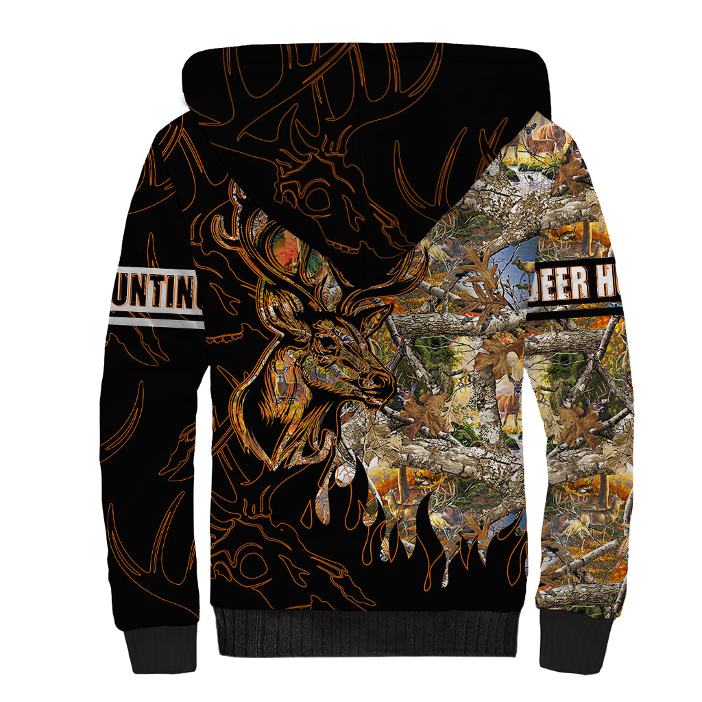 Deer Hunting Sherpa Hoodie Autumn Forest - Wonder Print Shop