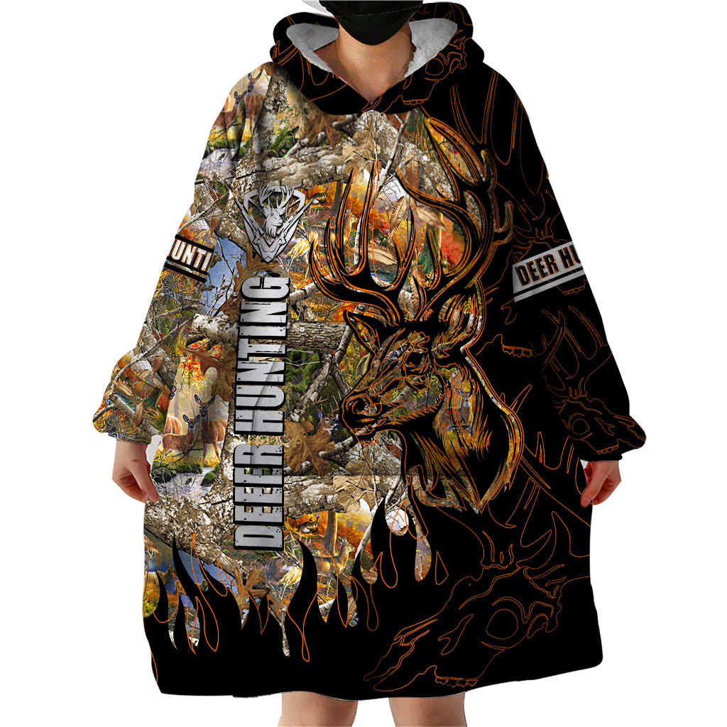 Deer Hunting Wearable Blanket Hoodie Autumn Forest - Wonder Print Shop