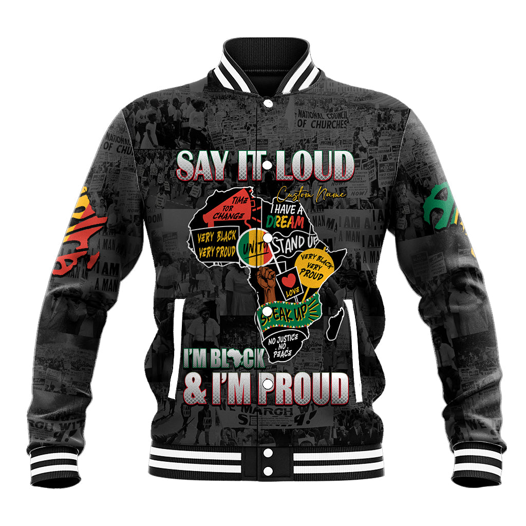 Personalized I'm Black and I'm Proud African Baseball Jacket - Wonder Print Shop