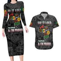 Personalized I'm Black and I'm Proud African Couples Matching Long Sleeve Bodycon Dress and Hawaiian Shirt - Wonder Print Shop