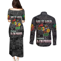 Personalized I'm Black and I'm Proud African Couples Matching Puletasi and Long Sleeve Button Shirt - Wonder Print Shop