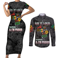 Personalized I'm Black and I'm Proud African Couples Matching Short Sleeve Bodycon Dress and Long Sleeve Button Shirt - Wonder Print Shop