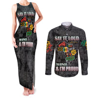 Personalized I'm Black and I'm Proud African Couples Matching Tank Maxi Dress and Long Sleeve Button Shirt - Wonder Print Shop