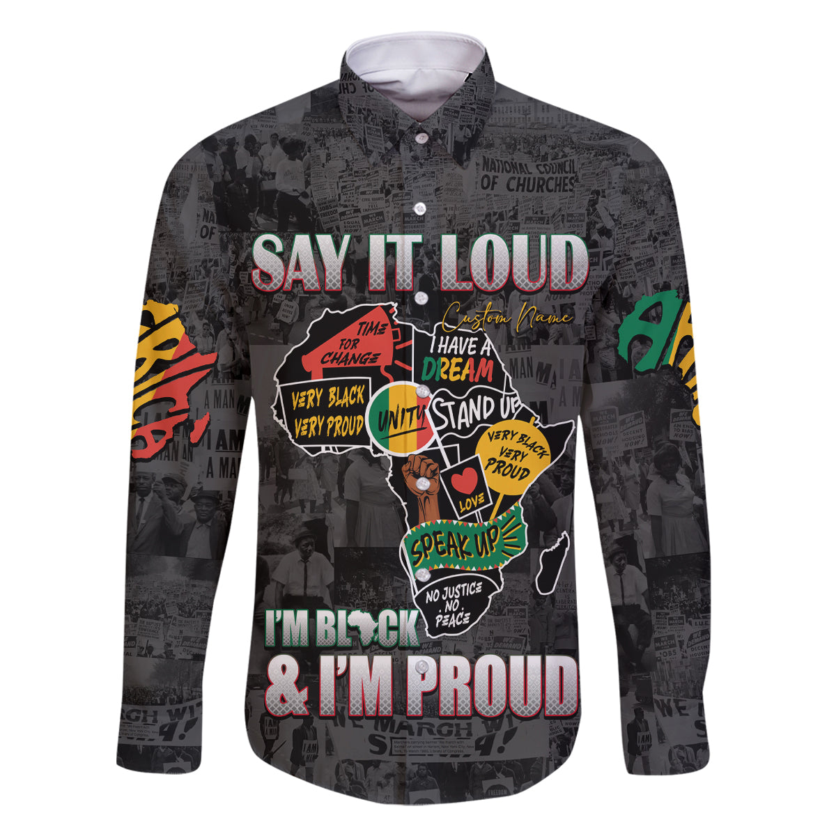 Personalized I'm Black and I'm Proud African Family Matching Long Sleeve Bodycon Dress and Hawaiian Shirt - Wonder Print Shop