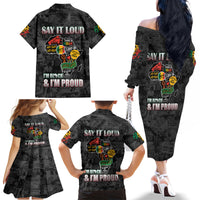 Personalized I'm Black and I'm Proud African Family Matching Off Shoulder Long Sleeve Dress and Hawaiian Shirt - Wonder Print Shop