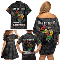 Personalized I'm Black and I'm Proud African Family Matching Off Shoulder Short Dress and Hawaiian Shirt - Wonder Print Shop