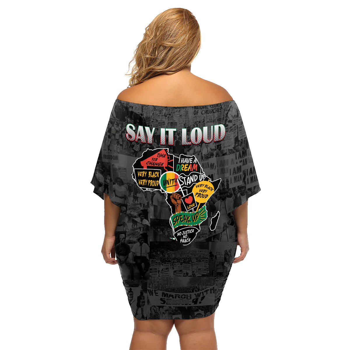 Personalized I'm Black and I'm Proud African Family Matching Off Shoulder Short Dress and Hawaiian Shirt - Wonder Print Shop