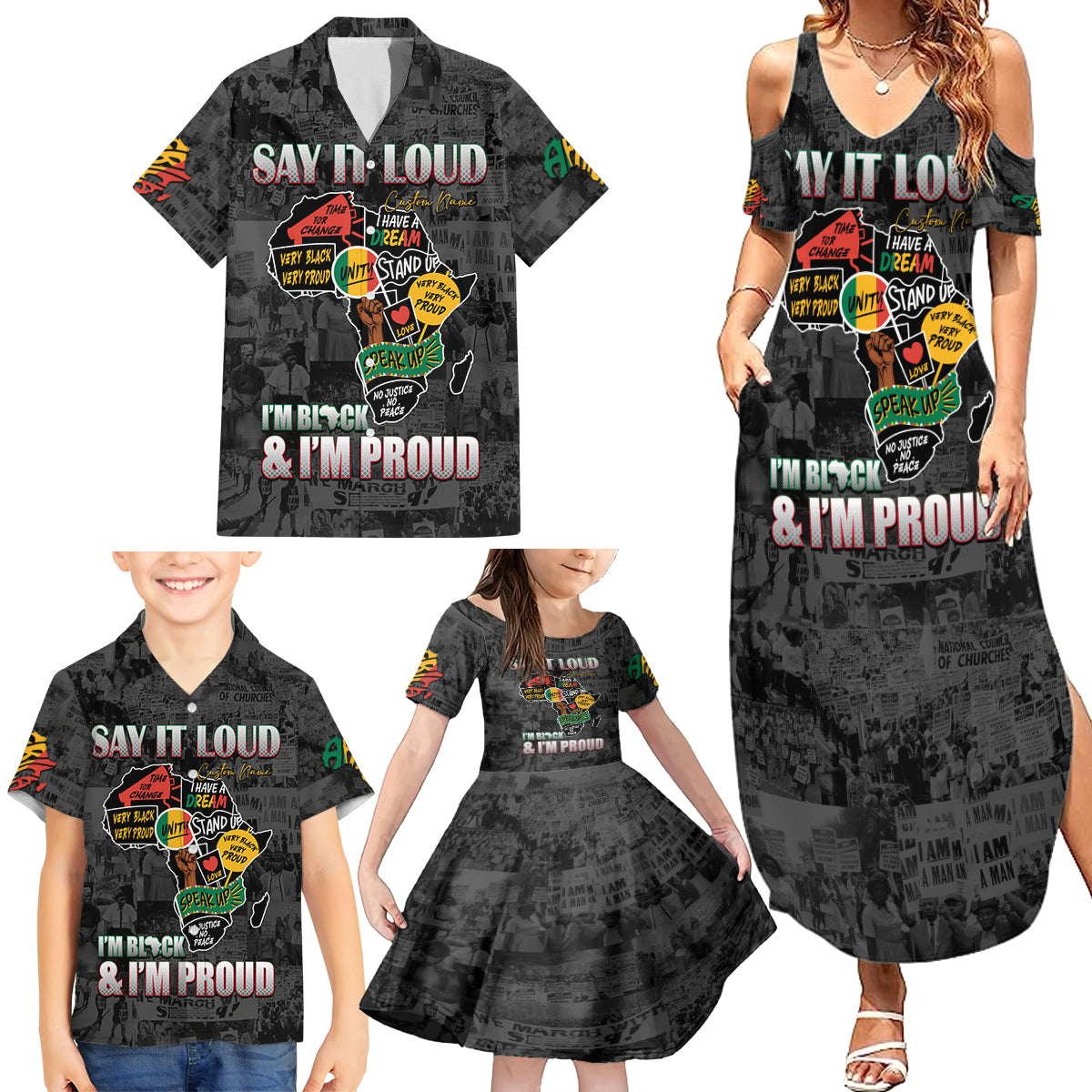 Personalized I'm Black and I'm Proud African Family Matching Summer Maxi Dress and Hawaiian Shirt - Wonder Print Shop