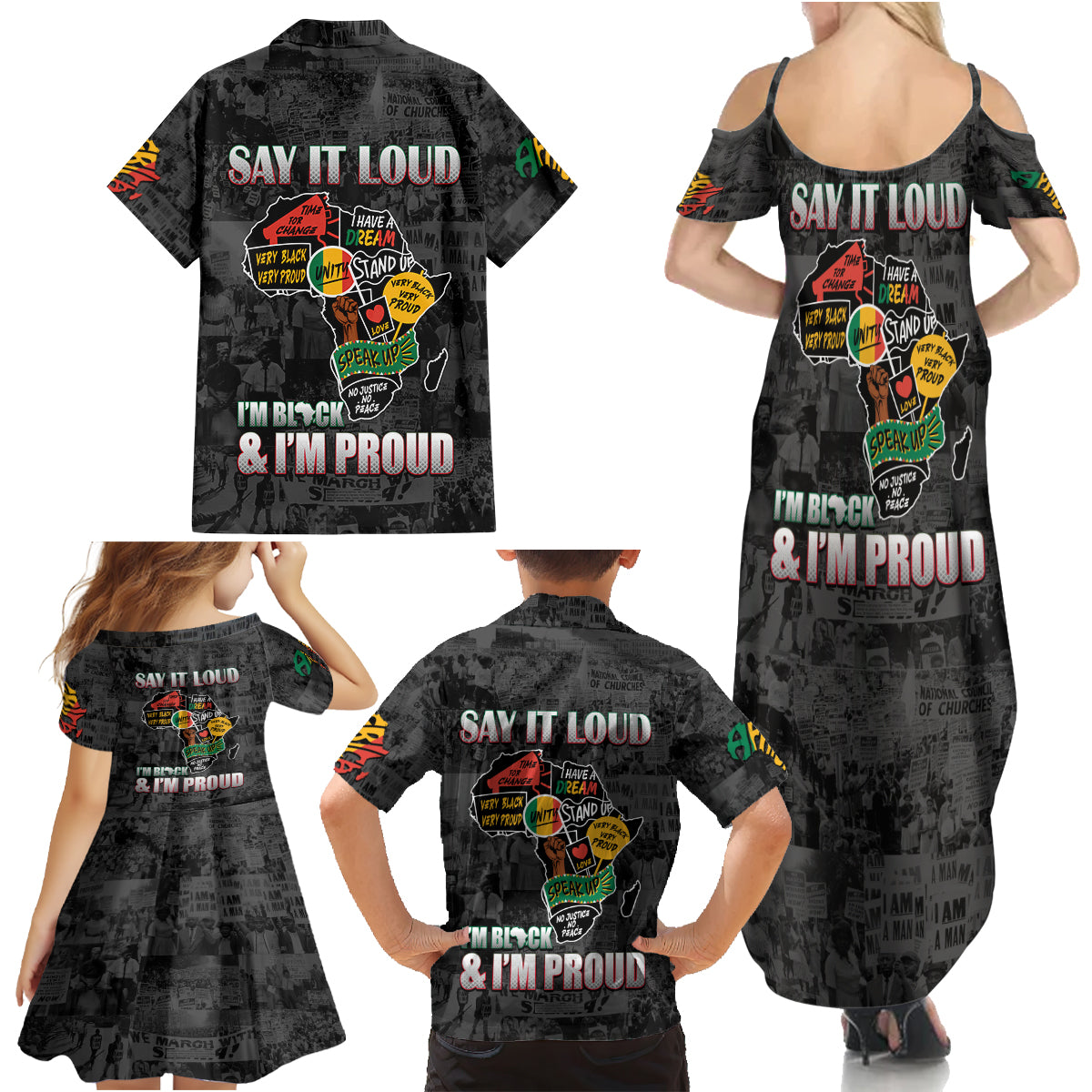 Personalized I'm Black and I'm Proud African Family Matching Summer Maxi Dress and Hawaiian Shirt - Wonder Print Shop