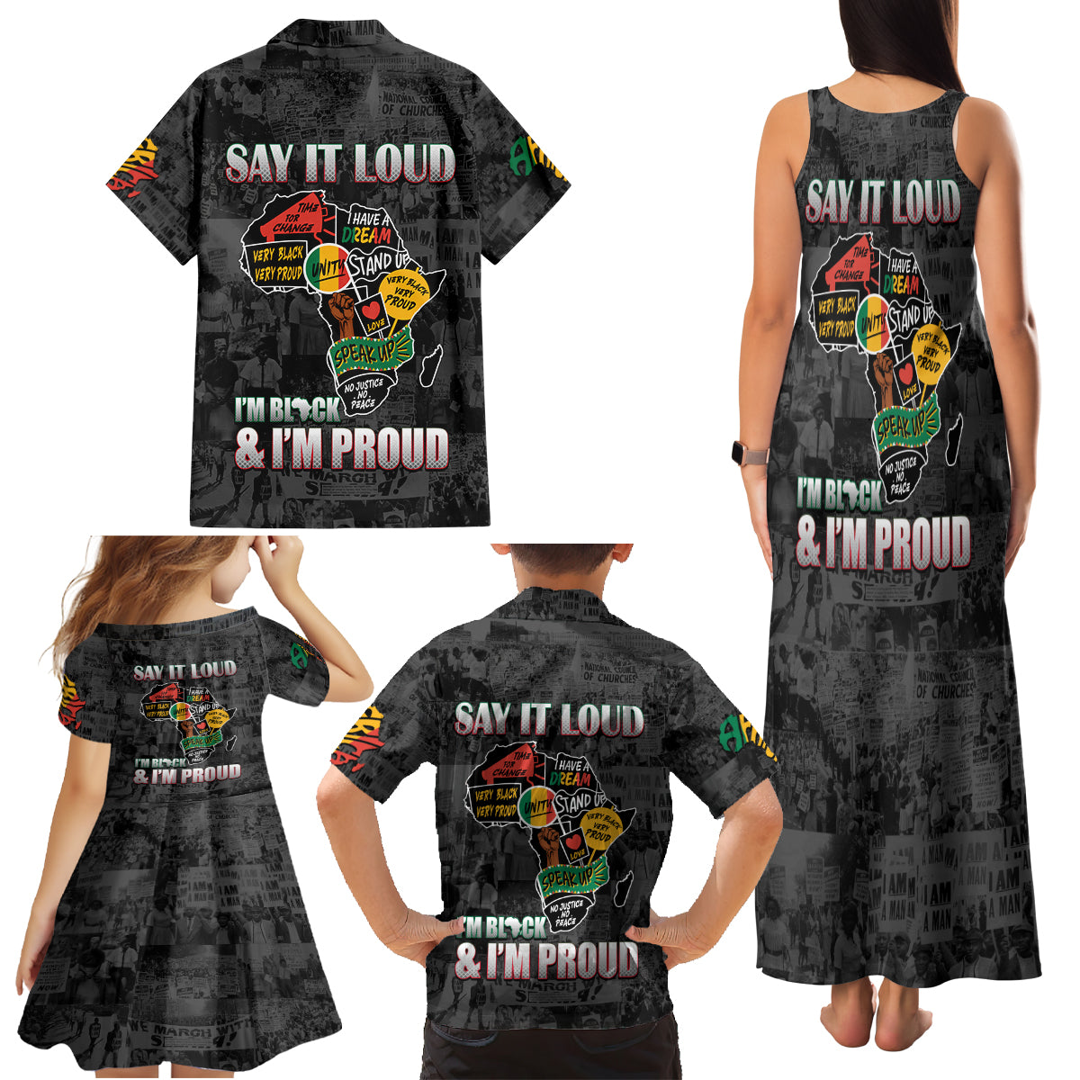 Personalized I'm Black and I'm Proud African Family Matching Tank Maxi Dress and Hawaiian Shirt - Wonder Print Shop