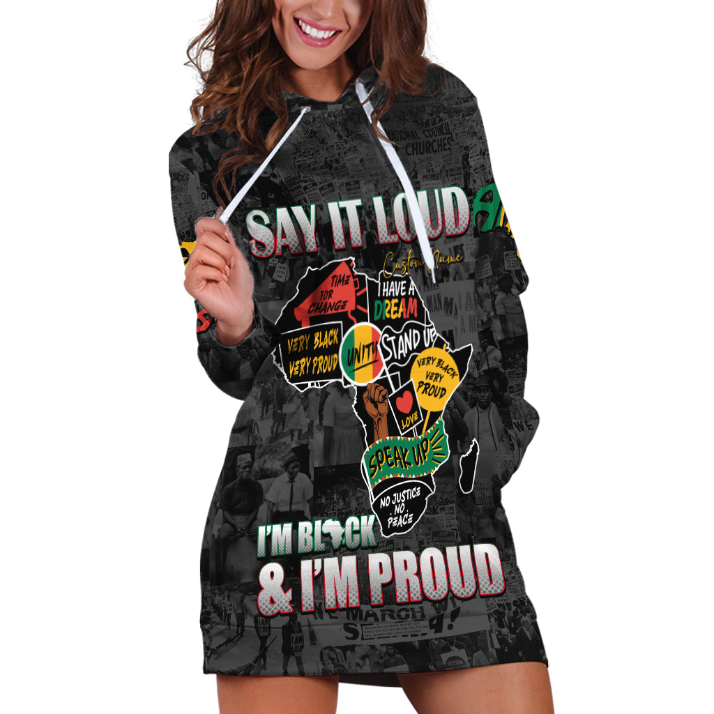 Personalized I'm Black and I'm Proud African Hoodie Dress - Wonder Print Shop