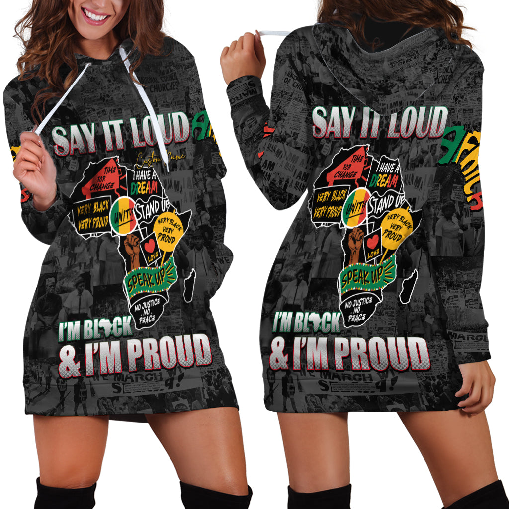 Personalized I'm Black and I'm Proud African Hoodie Dress - Wonder Print Shop