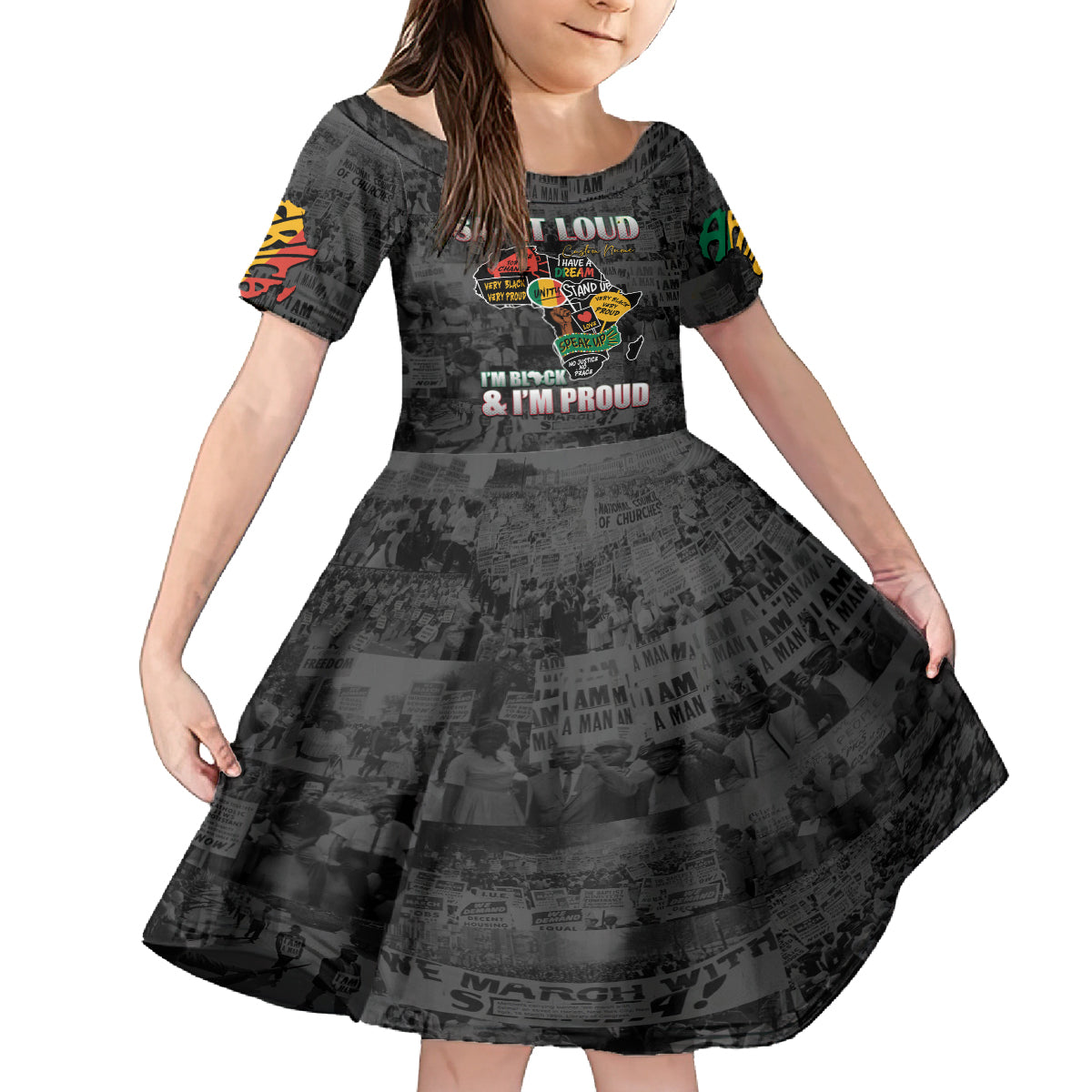 Personalized I'm Black and I'm Proud African Kid Short Sleeve Dress - Wonder Print Shop