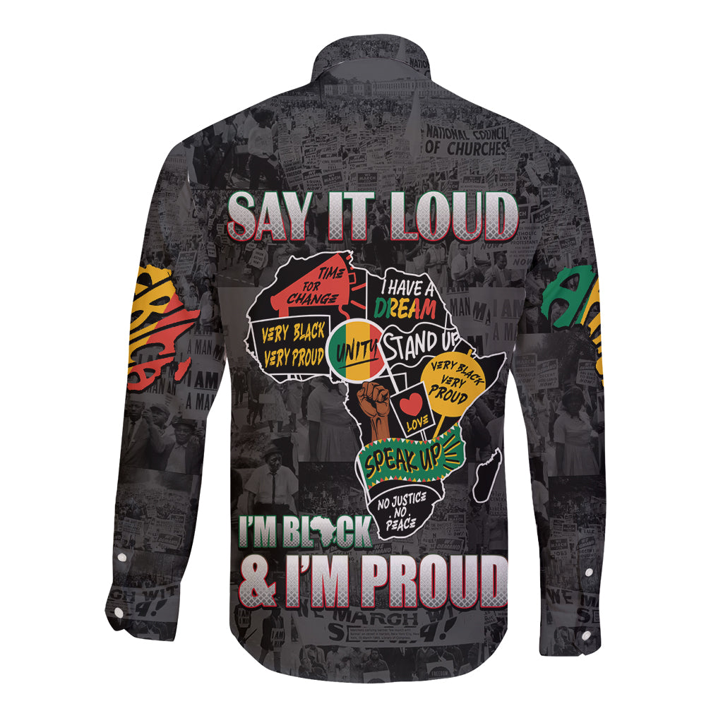 Personalized I'm Black and I'm Proud African Long Sleeve Button Shirt - Wonder Print Shop