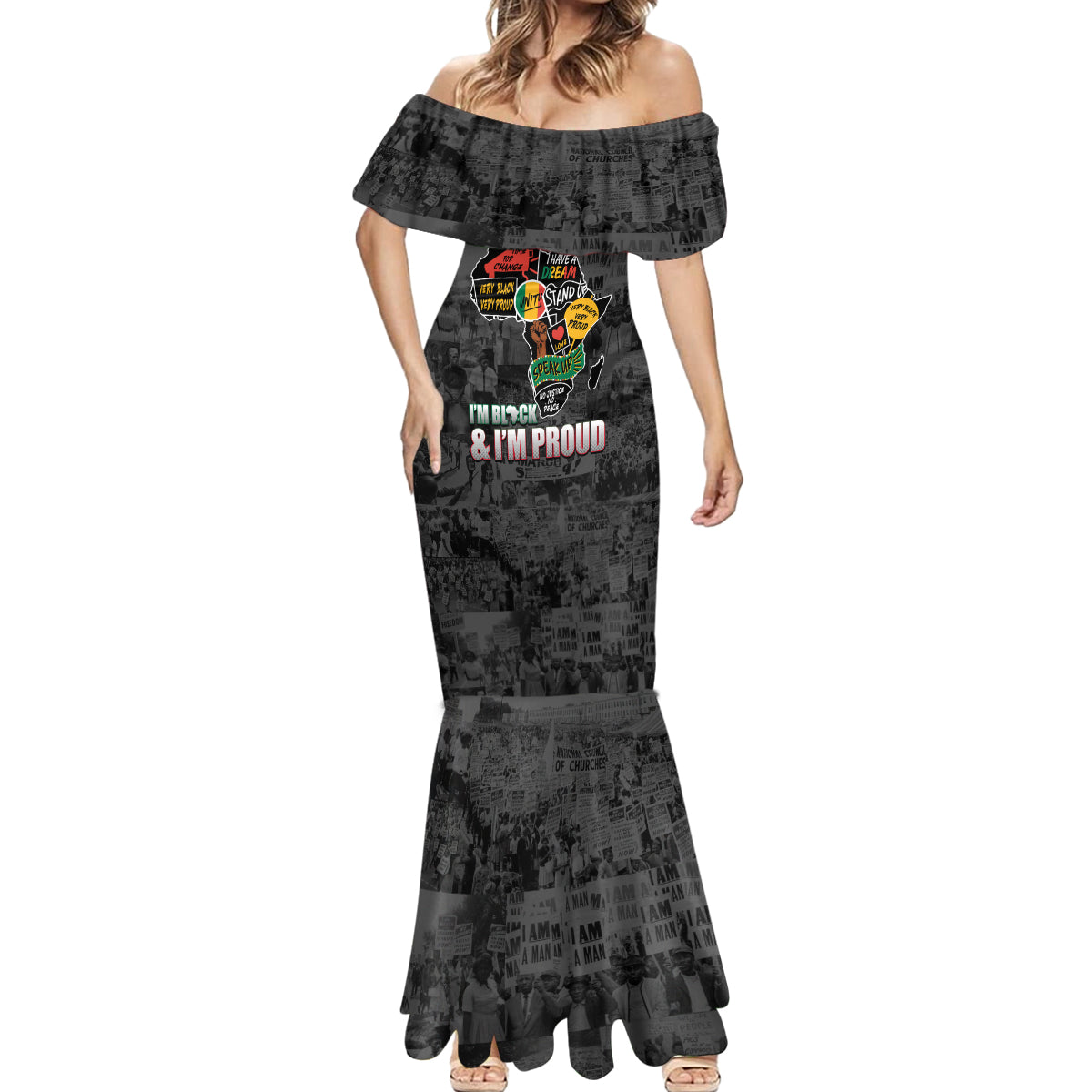 Personalized I'm Black and I'm Proud African Mermaid Dress - Wonder Print Shop