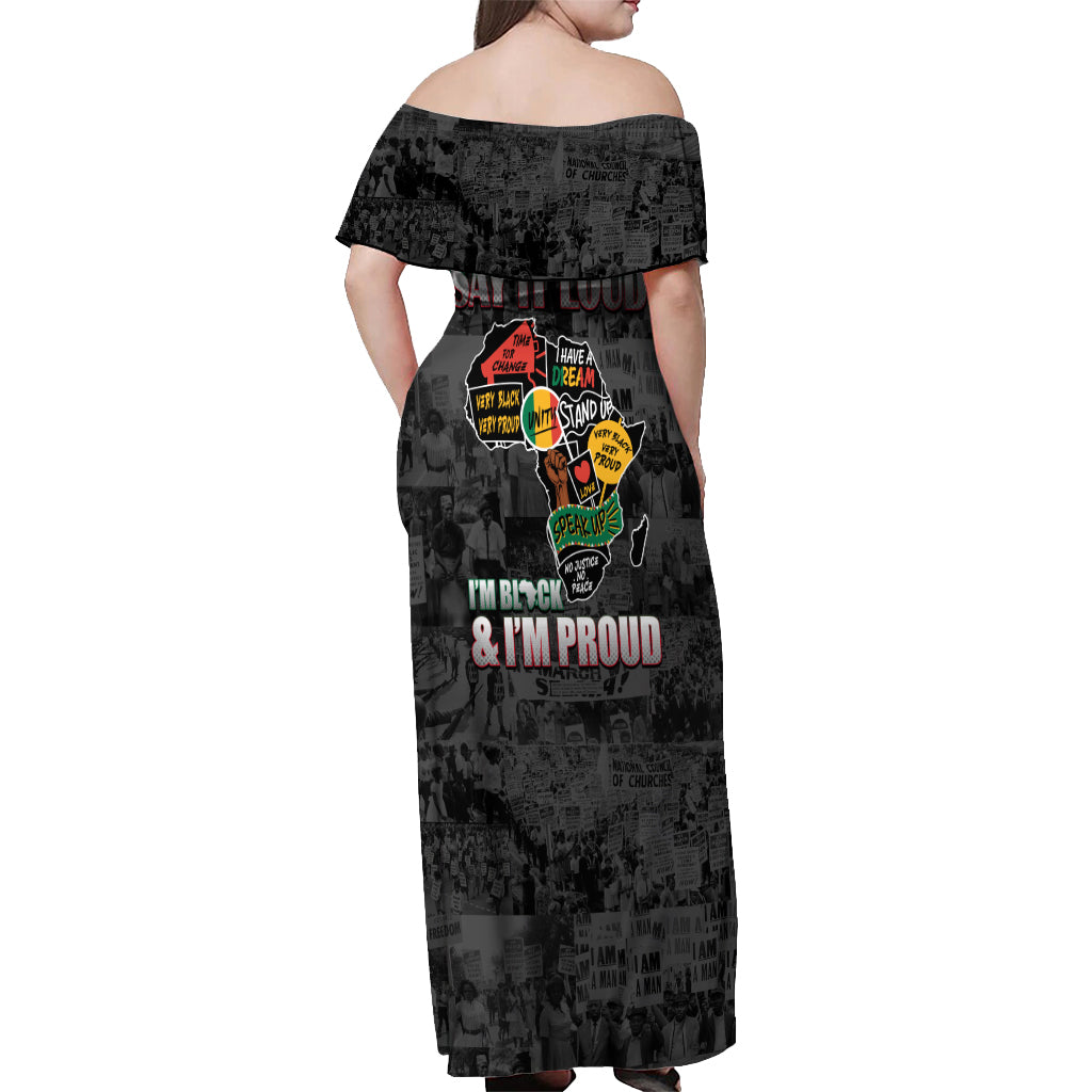 Personalized I'm Black and I'm Proud African Off Shoulder Maxi Dress - Wonder Print Shop