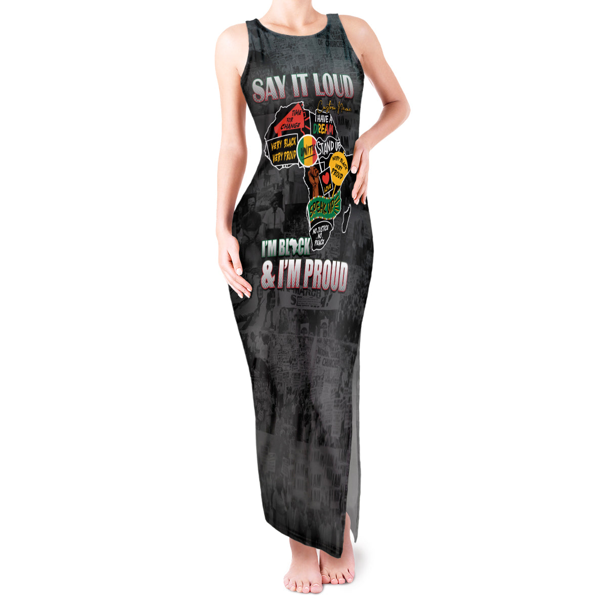 Personalized I'm Black and I'm Proud African Tank Maxi Dress - Wonder Print Shop