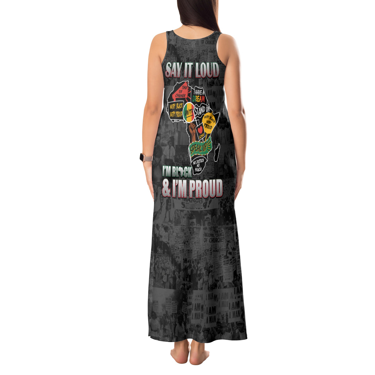 Personalized I'm Black and I'm Proud African Tank Maxi Dress - Wonder Print Shop