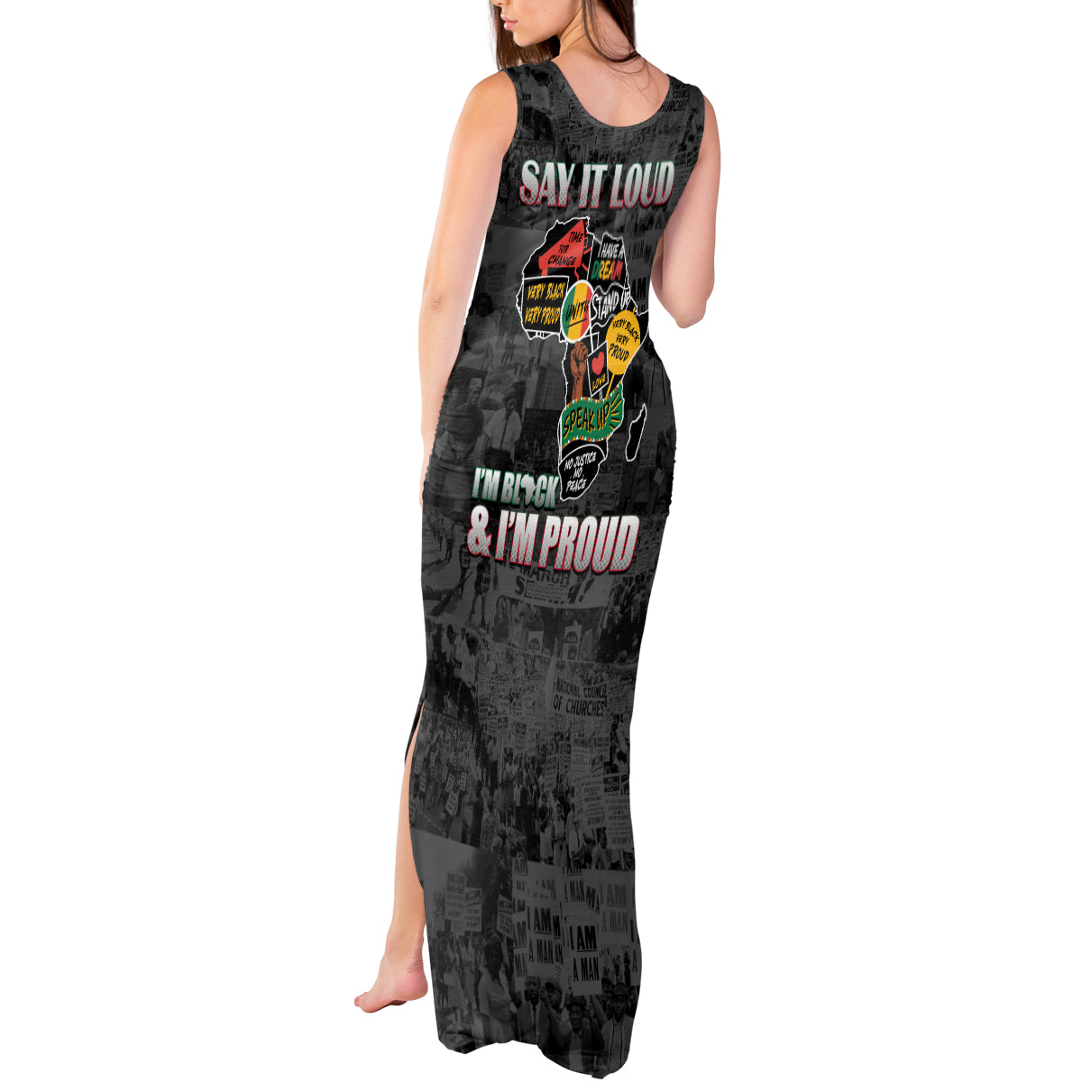 Personalized I'm Black and I'm Proud African Tank Maxi Dress - Wonder Print Shop
