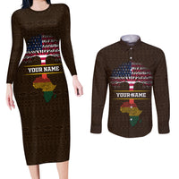 Personalized African Root Couples Matching Long Sleeve Bodycon Dress and Long Sleeve Button Shirt - Wonder Print Shop