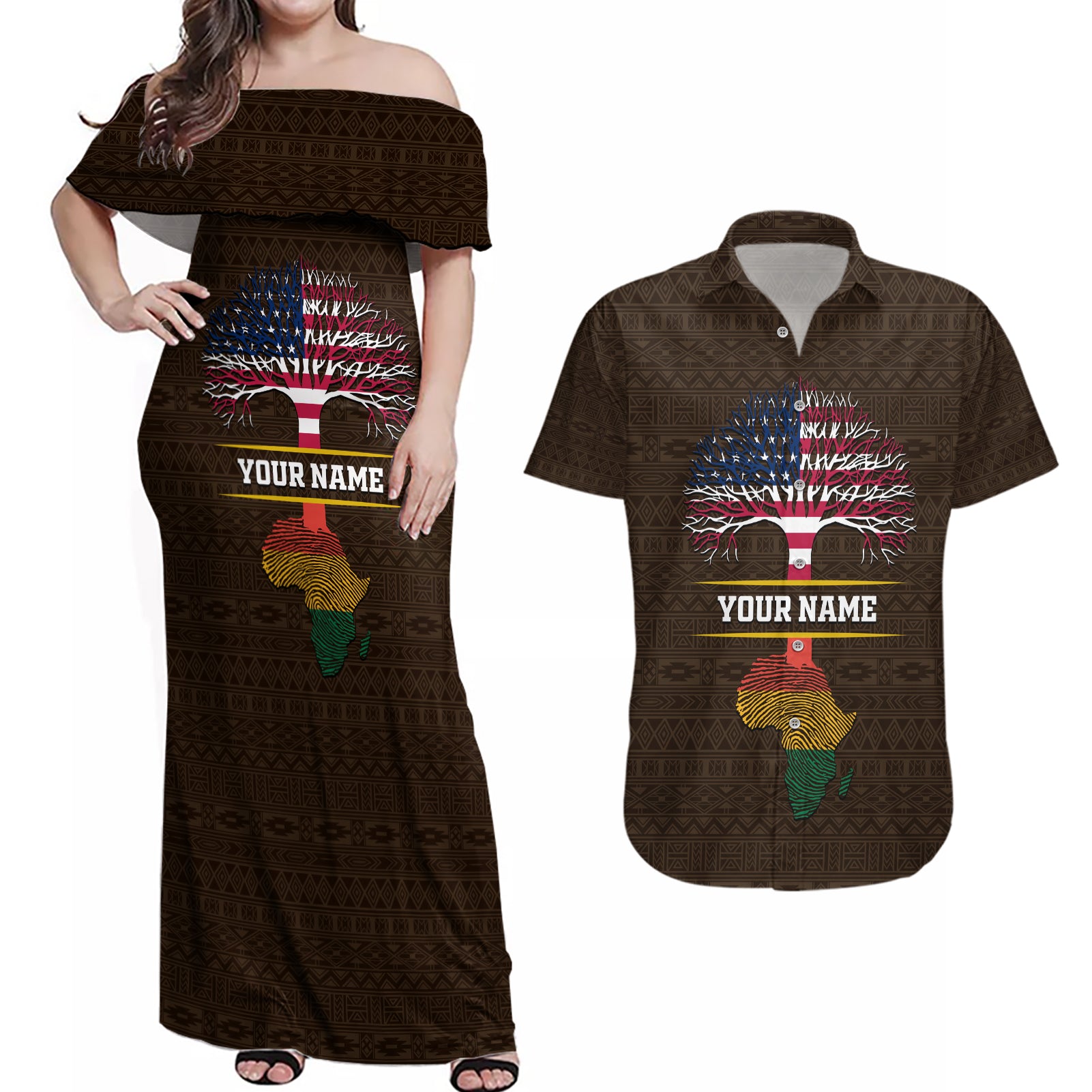 Personalized African Root Couples Matching Off Shoulder Maxi Dress and Hawaiian Shirt - Wonder Print Shop