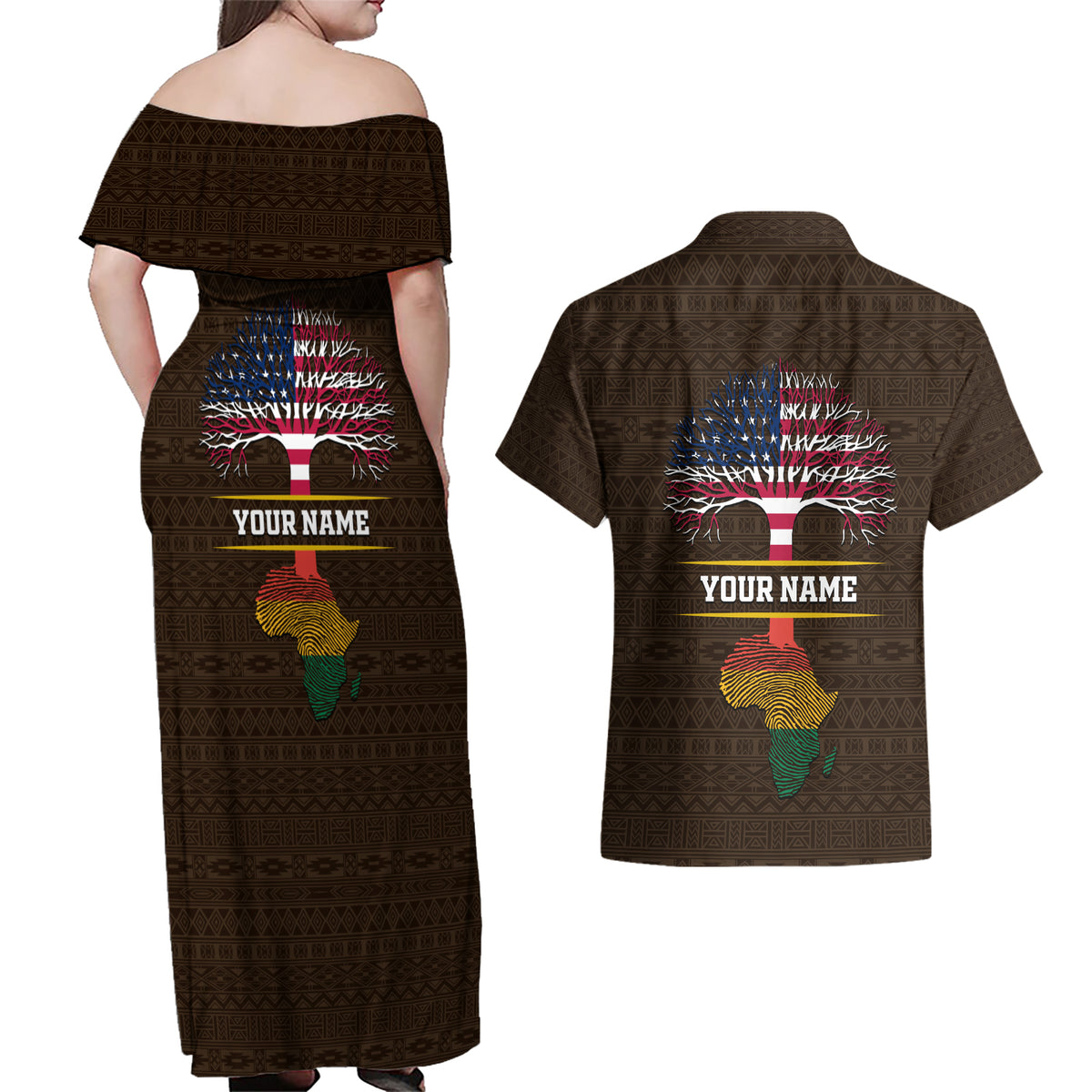 Personalized African Root Couples Matching Off Shoulder Maxi Dress and Hawaiian Shirt - Wonder Print Shop