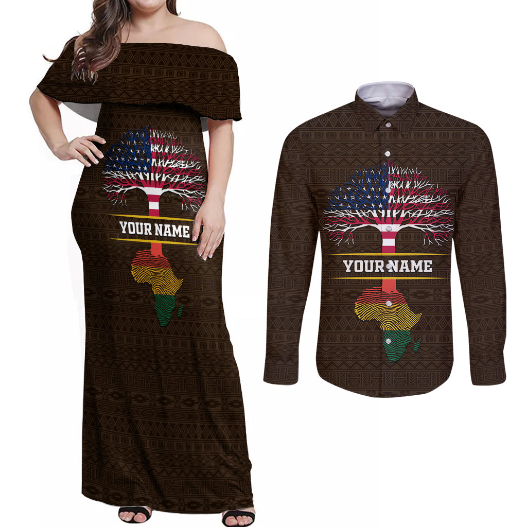 Personalized African Root Couples Matching Off Shoulder Maxi Dress and Long Sleeve Button Shirt - Wonder Print Shop