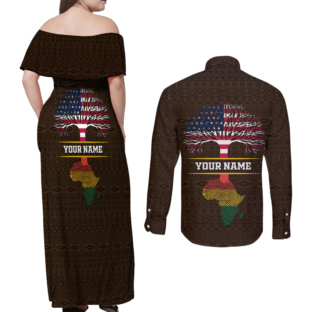 Personalized African Root Couples Matching Off Shoulder Maxi Dress and Long Sleeve Button Shirt - Wonder Print Shop