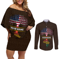 Personalized African Root Couples Matching Off Shoulder Short Dress and Long Sleeve Button Shirt - Wonder Print Shop