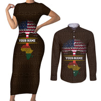 Personalized African Root Couples Matching Short Sleeve Bodycon Dress and Long Sleeve Button Shirt - Wonder Print Shop