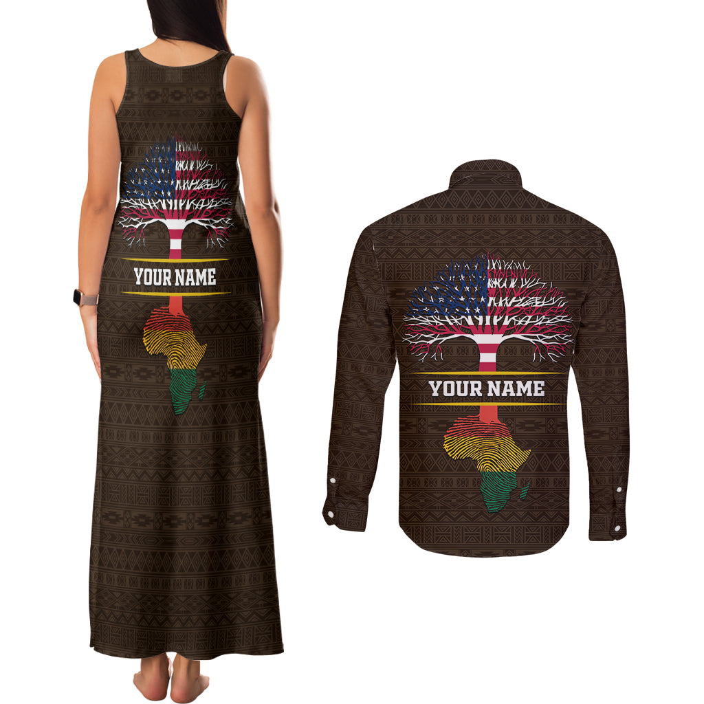 Personalized African Root Couples Matching Tank Maxi Dress and Long Sleeve Button Shirt - Wonder Print Shop