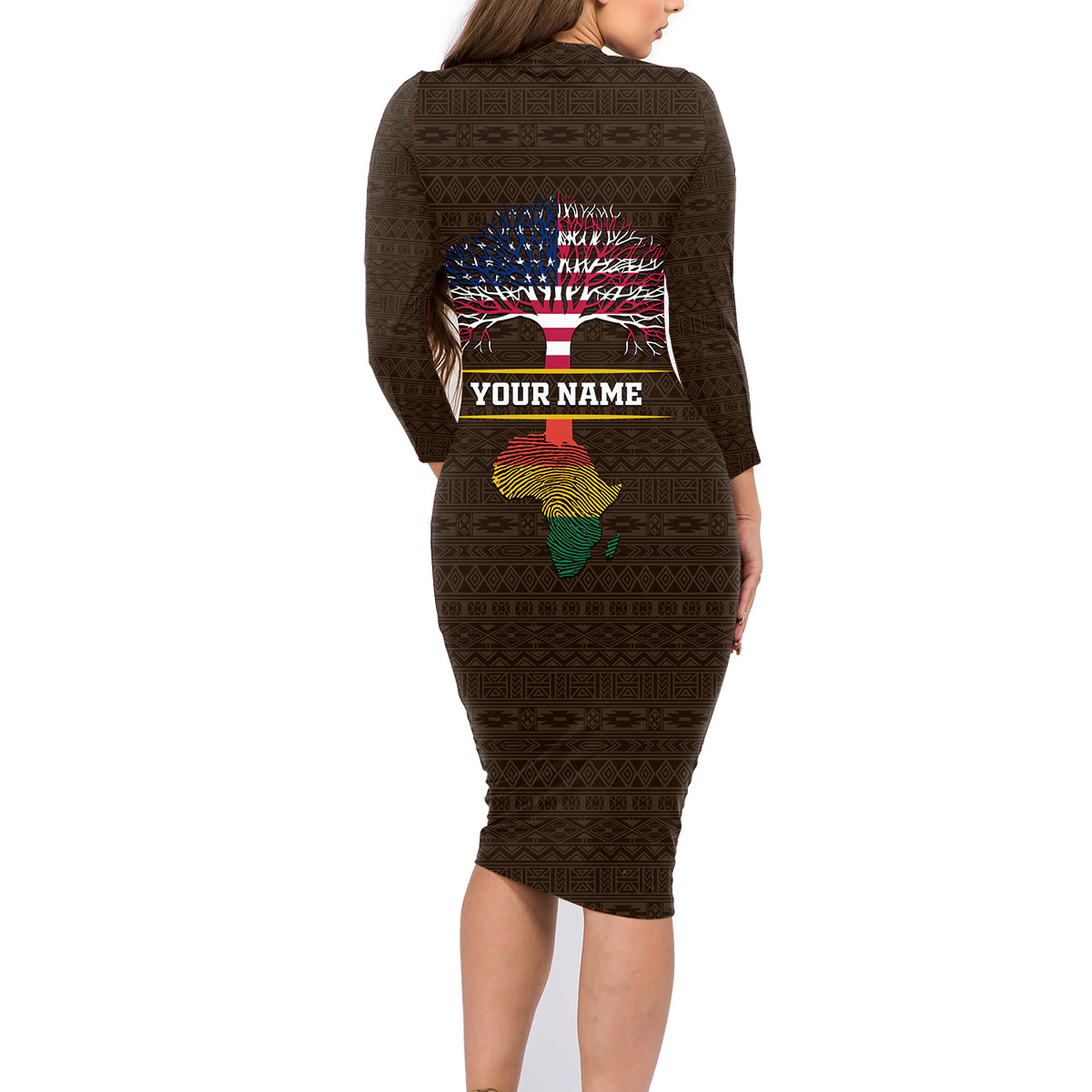 Personalized African Root Family Matching Long Sleeve Bodycon Dress and Hawaiian Shirt - Wonder Print Shop