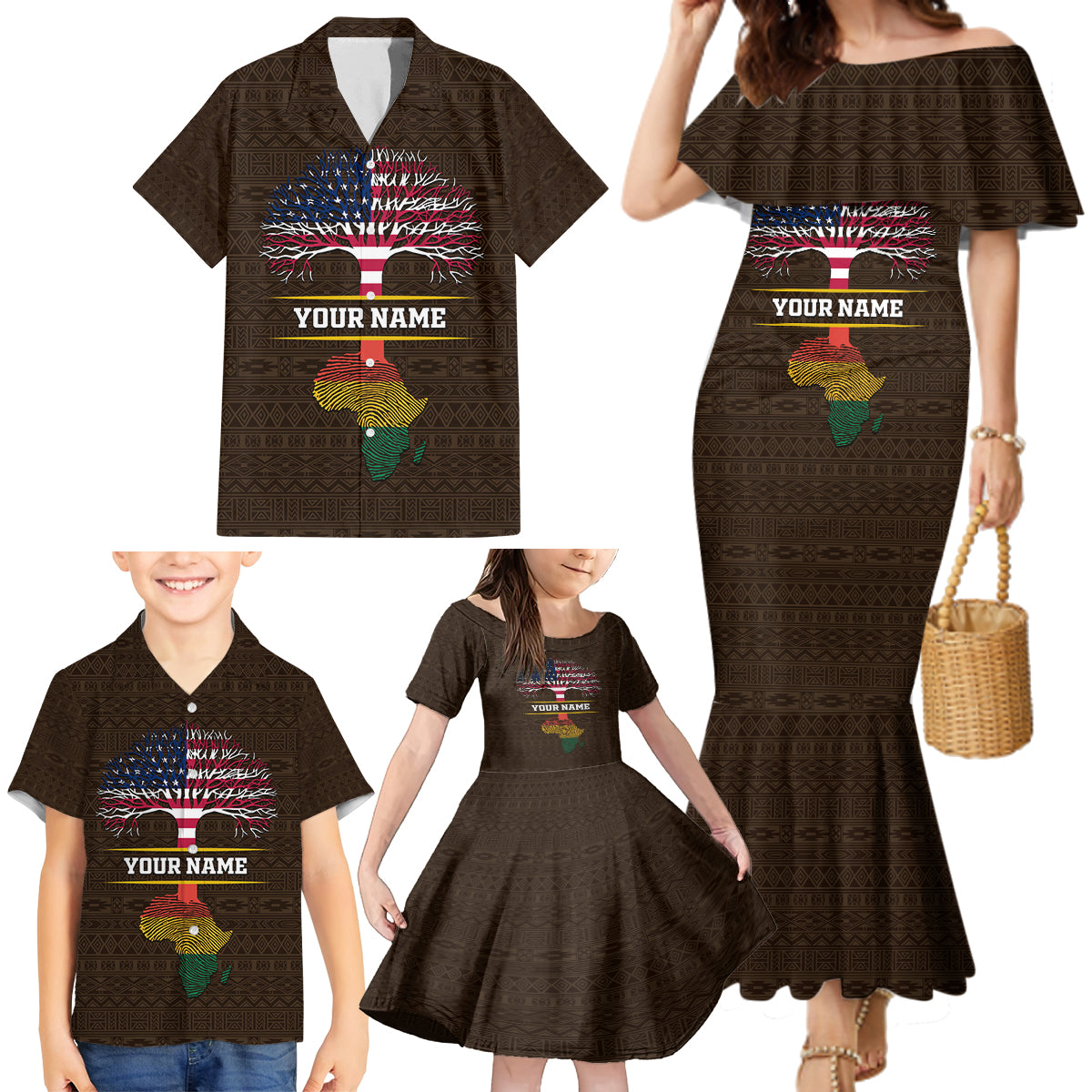 Personalized African Root Family Matching Mermaid Dress and Hawaiian Shirt - Wonder Print Shop