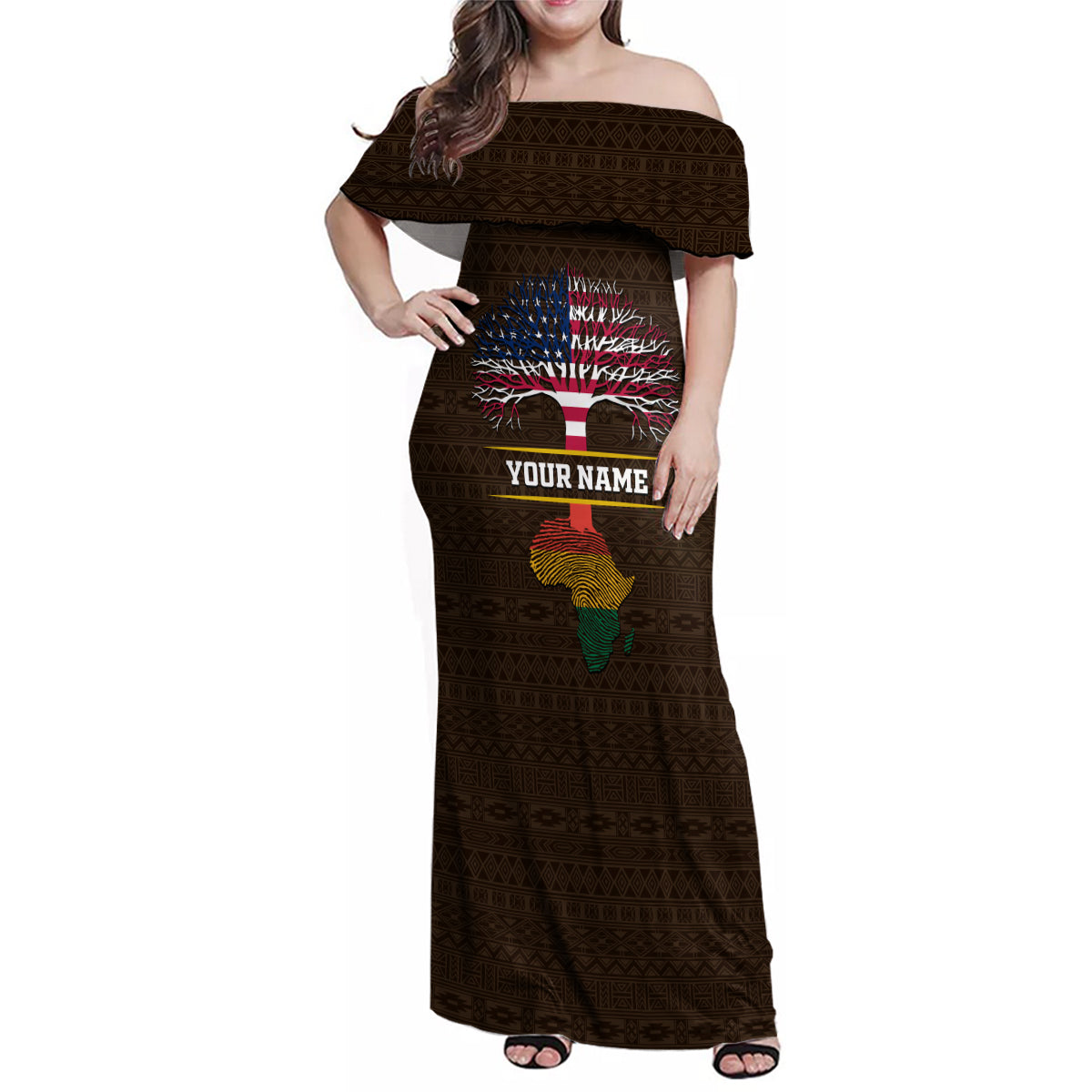 Personalized African Root Family Matching Off Shoulder Maxi Dress and Hawaiian Shirt - Wonder Print Shop