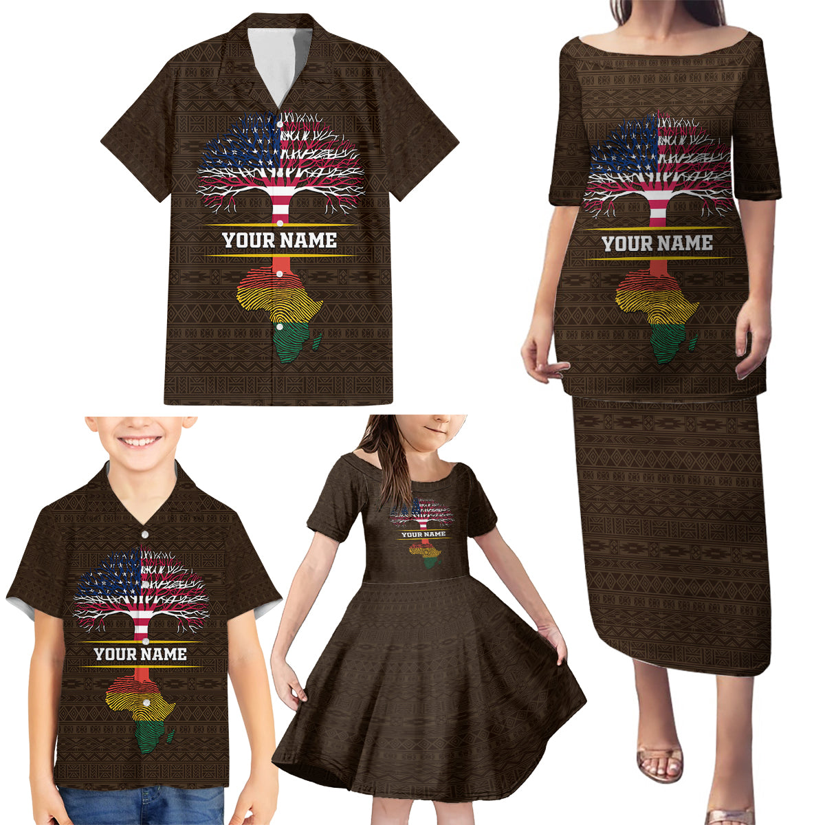 Personalized African Root Family Matching Puletasi and Hawaiian Shirt - Wonder Print Shop