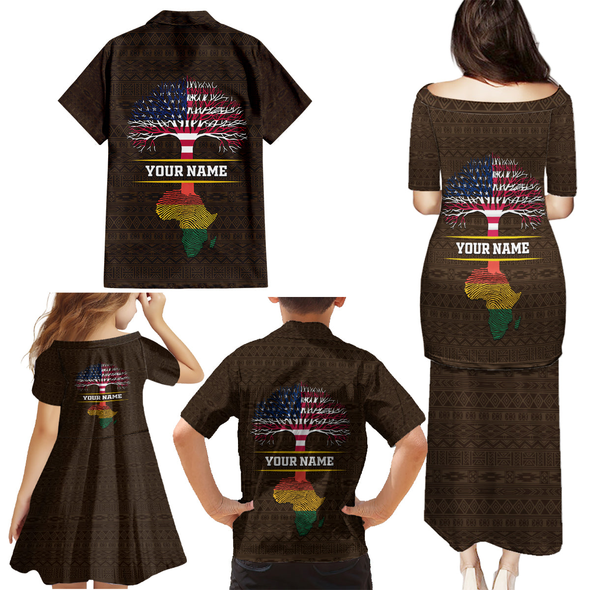 Personalized African Root Family Matching Puletasi and Hawaiian Shirt - Wonder Print Shop