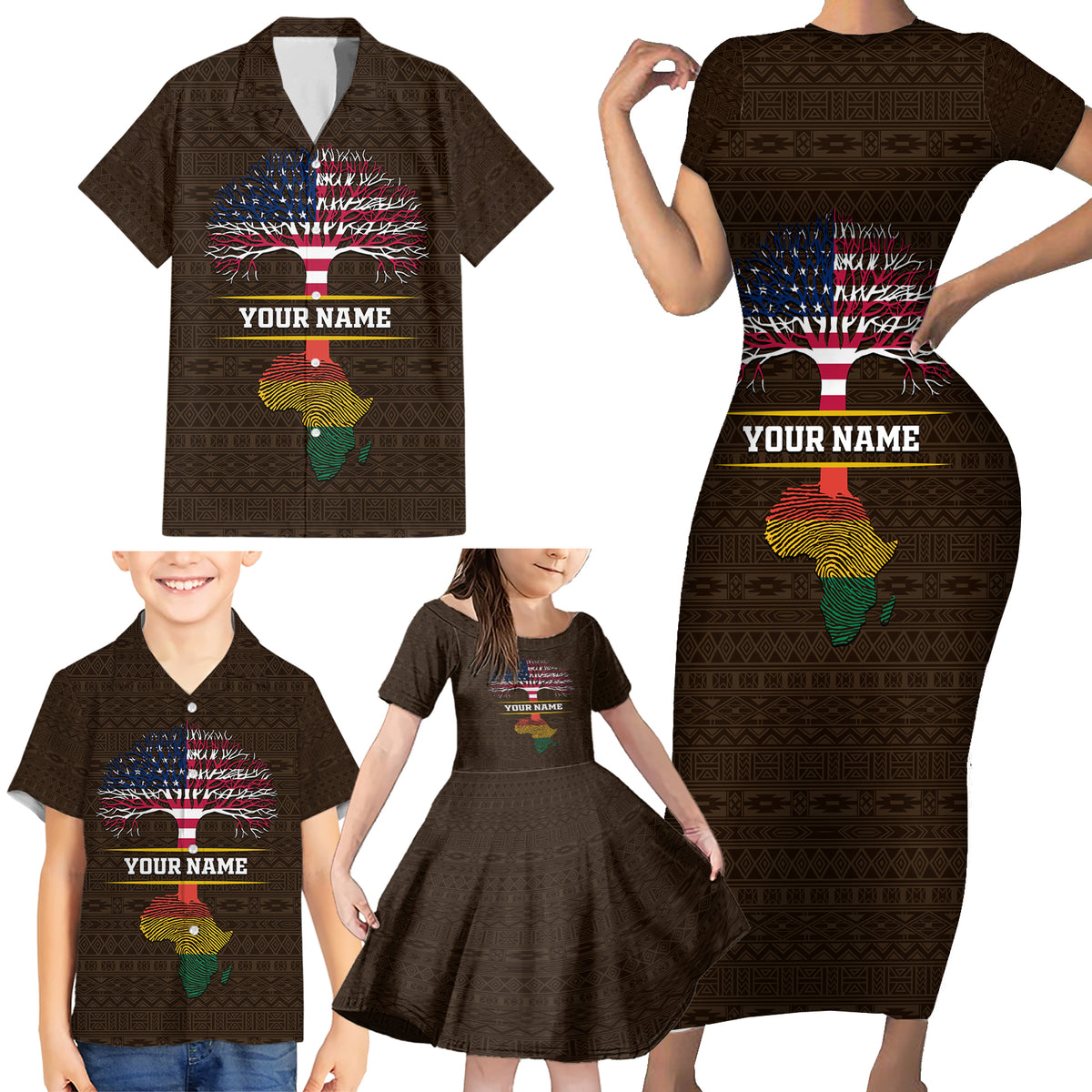 Personalized African Root Family Matching Short Sleeve Bodycon Dress and Hawaiian Shirt - Wonder Print Shop