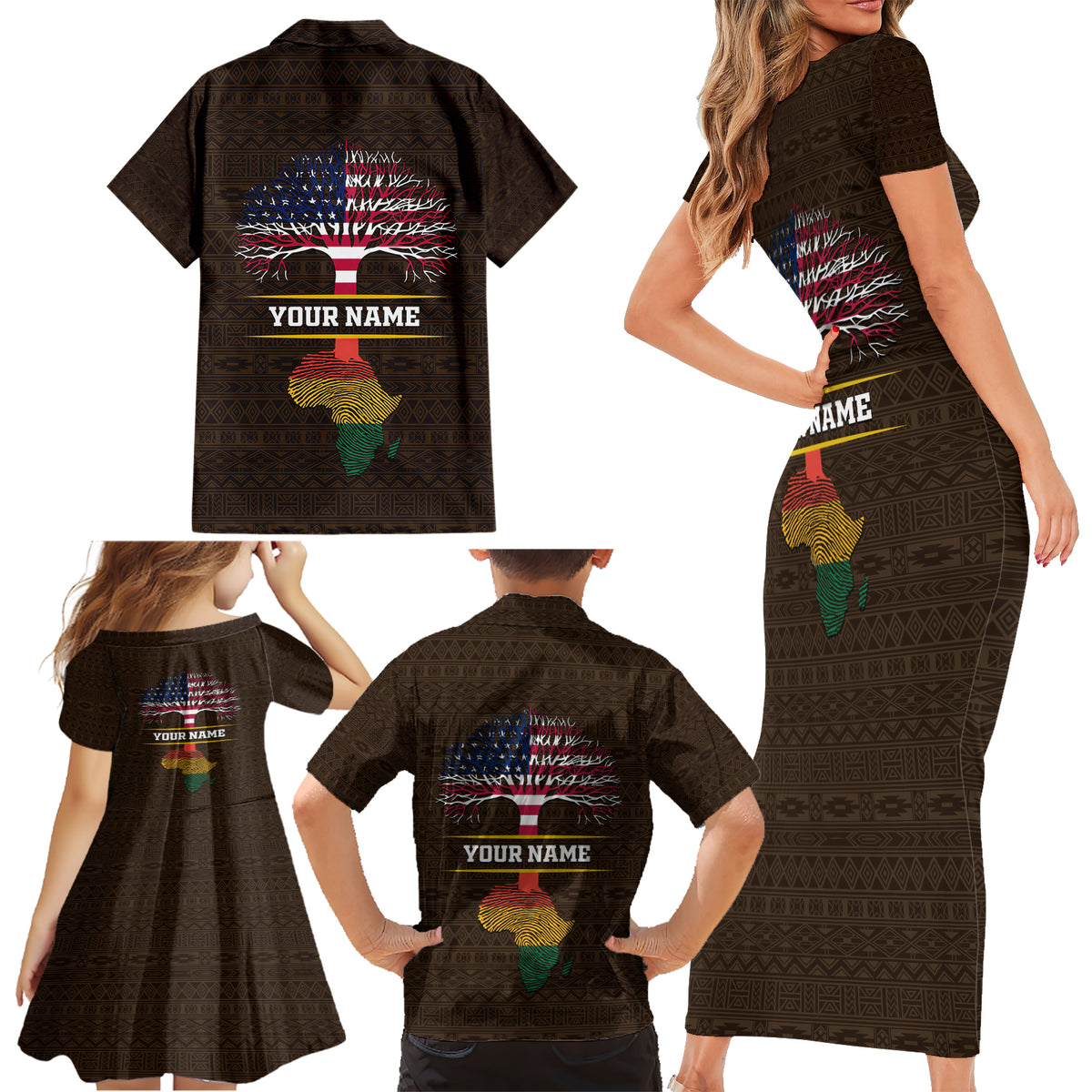 Personalized African Root Family Matching Short Sleeve Bodycon Dress and Hawaiian Shirt - Wonder Print Shop