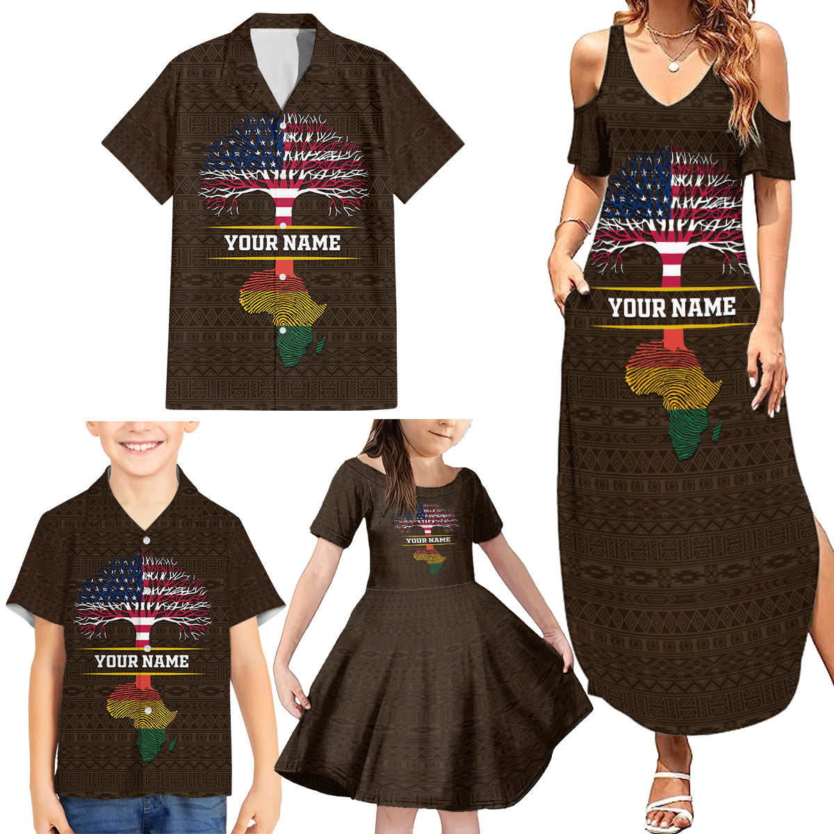 Personalized African Root Family Matching Summer Maxi Dress and Hawaiian Shirt - Wonder Print Shop